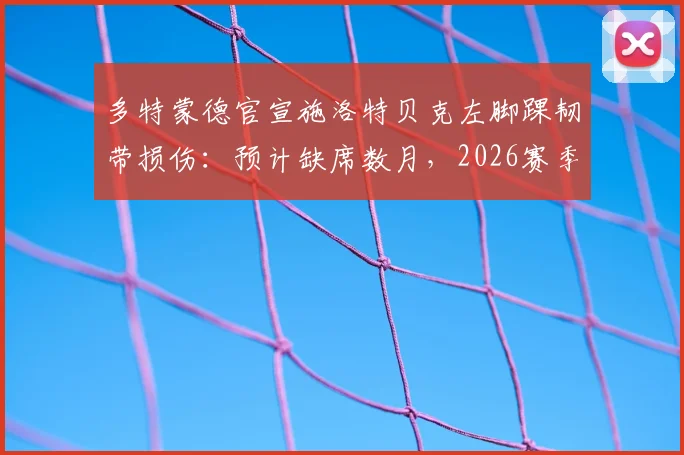 多特蒙德官宣施洛特贝克左脚踝韧带损伤:预计缺席数月,2026赛季后防告急